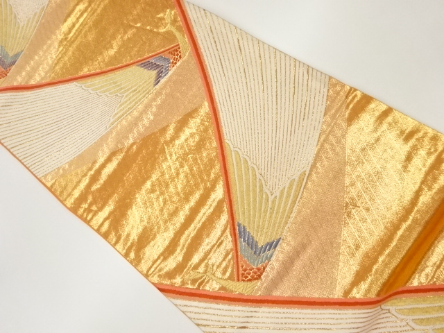 JAPANESE KIMONO / VINTAGE FUKURO OBI / WOVEN PEACOCK & RHOMBUS